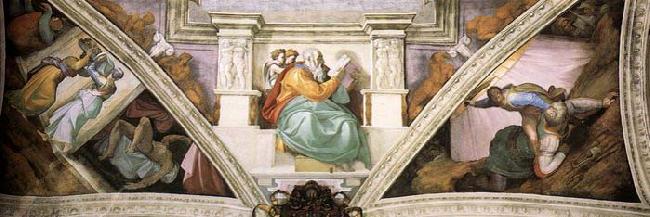 Michelangelo Buonarroti Frescoes above the entrance wall France oil painting art